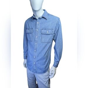 Dakota Vintage Denim Pearl Snap Work Shirt | Blue Collar Western | 100% Cotton